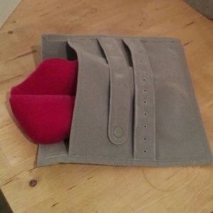 Gorham gray sueded jewelry traveling roll bag holder 5"x3"